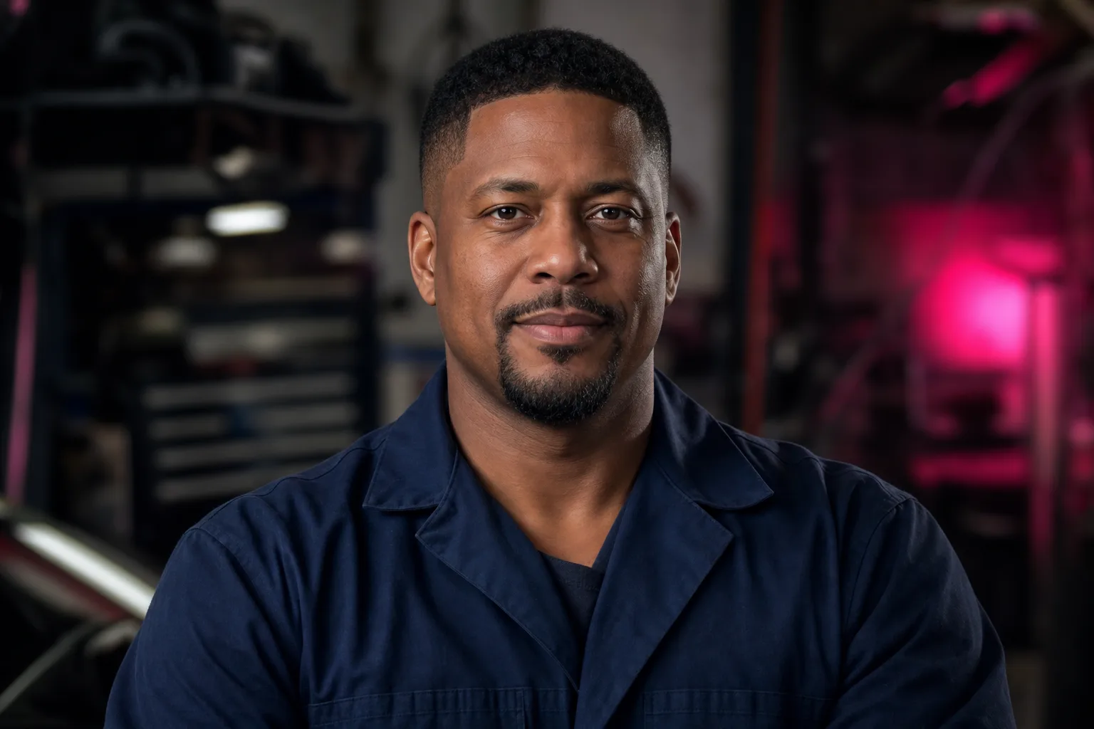 Portrait of Marcus Whitfield, Master Brake Systems Technician at paleontolog, 400x400